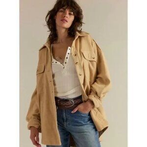 Free People WE THE FREE Relaxed Fit Shirt Peached Twill Jacket Shacket Large NWT